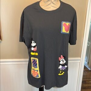 Disney Gray and Yellow Mickey Minnie crocheted Short Sleeve Tee